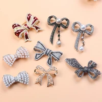 luxury sparkling rhinestone pearl bow broocohes for women large bowknot weddings party fashion jewelry brooch pins gifts
