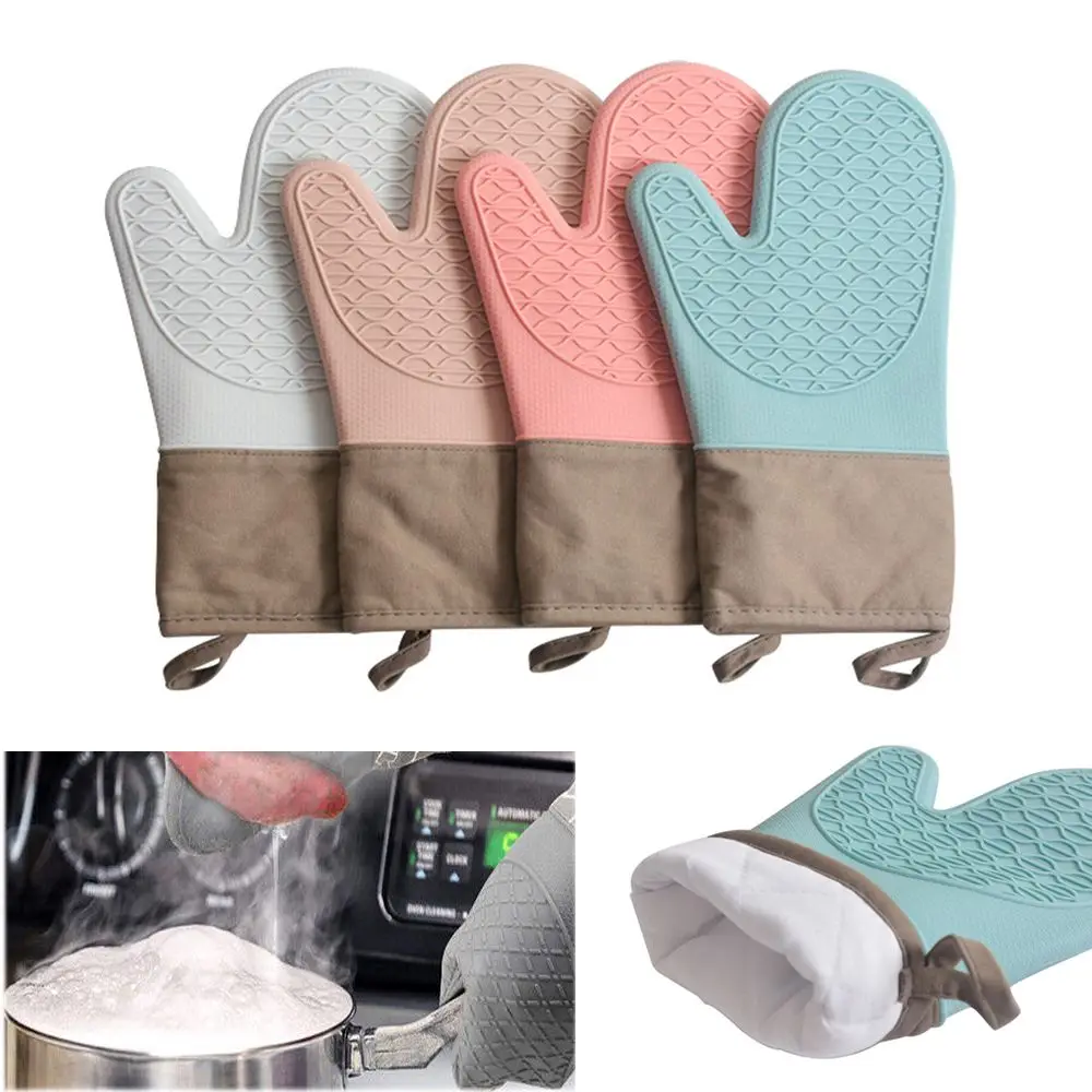 

Microwave Oven Kitchen Baking Gloves Lengthen Cotton Mittens Silicone Heat Resistant Gloves Freeze-proof Mitten