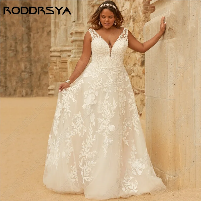

RODDRSYA Lace Straps Wedding Dress Plus Size Bridal Gown A-line Appliques Vintage vestido de noiva modernos Backless Custom Made