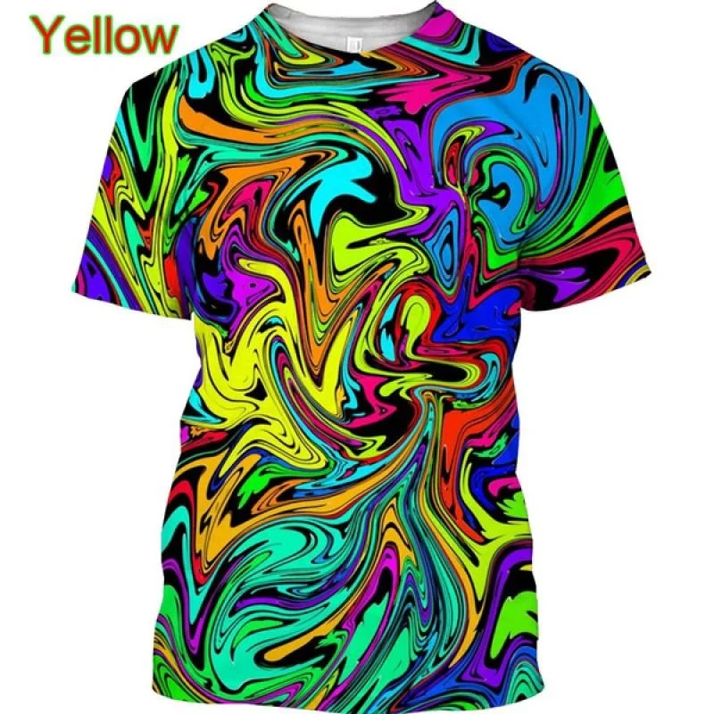 

Summer Colorful T-Shirts for Men 3D Printed Neon Abstract Tee Shirt Casual Short Sleeve Personality Tops 2XS-6XL
