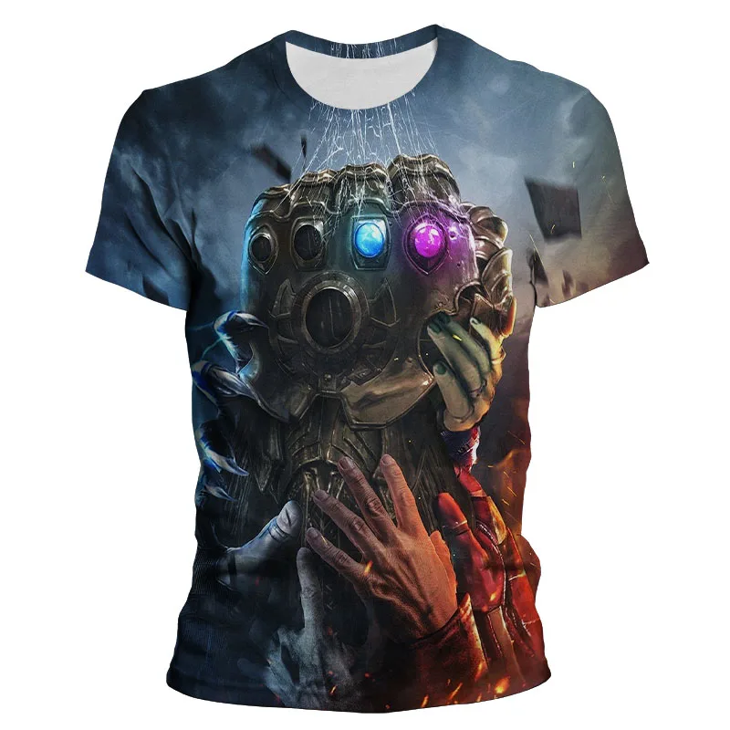 Новая летняя футболка с принтом Таноса и перчаток Marvel для мужчин женщин Детская 3D