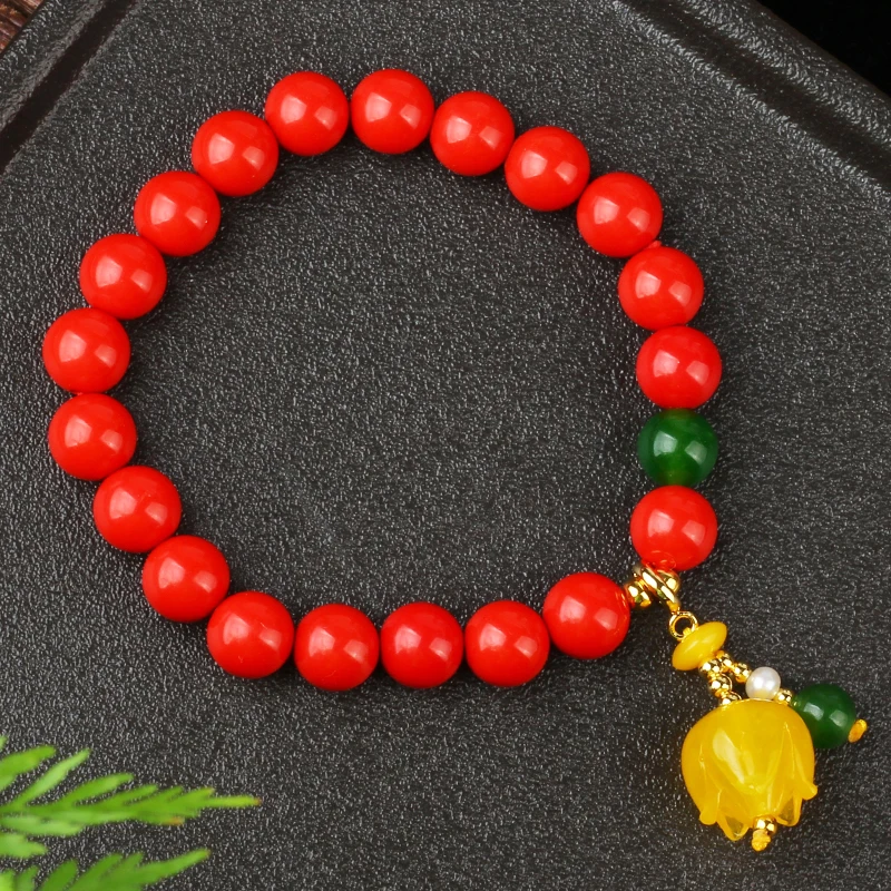 Yuhuicai оригинальный браслет из натуральной киновари женский пчелиного воска