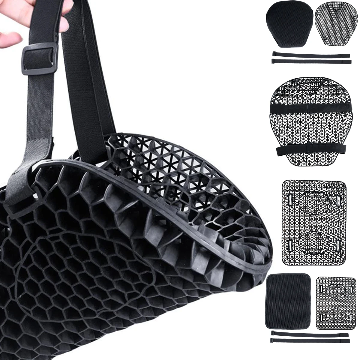 

Сотовая подушка для мотоцикла Нескользящая подушка для сиденья мотоцикла с регулируемыми эластичными ремешками 3D Противоударная универса...