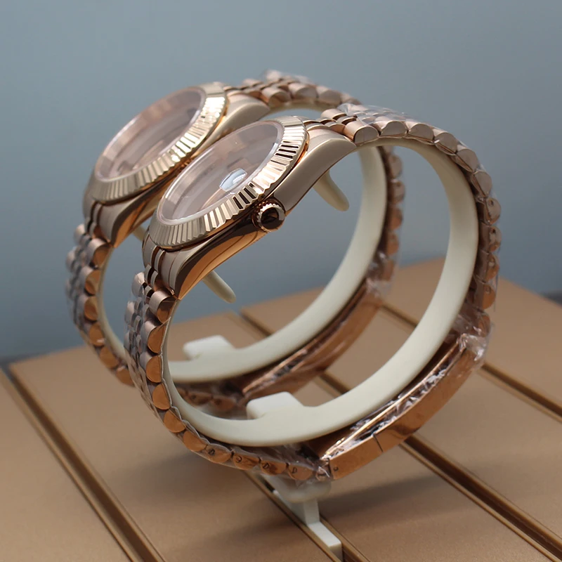 Корпус часов NH35 36 мм 39 розовое золото юбилейный браслет сапфировое стекло для Seiko