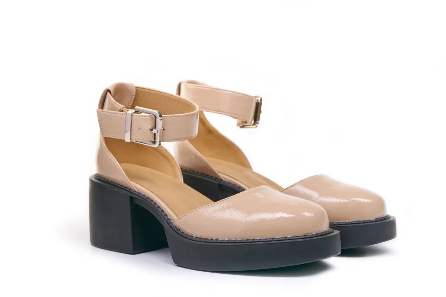 Summer Women Sandles Round Toe Ladies Casual Sandles Solid Beige Ankle-Wrap Buckle Strap Platform Shoes Sandalias Transparente