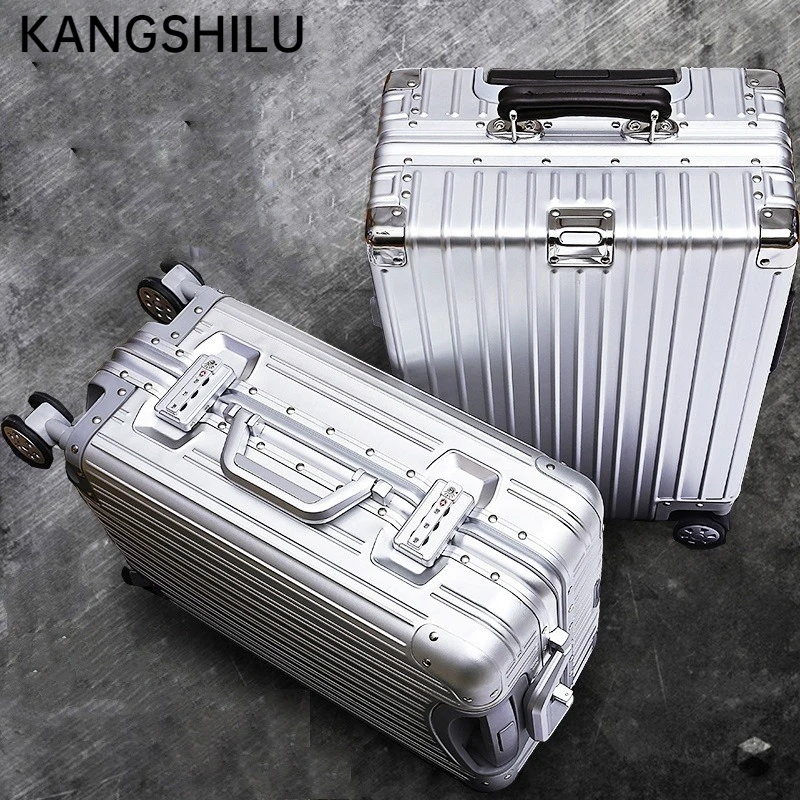KANGSHILU New 20“24''26''29 Inch Aluminum Suitcase Alloy Trolley Case Universal Luggage Men Women's Travel Offers with Wheels