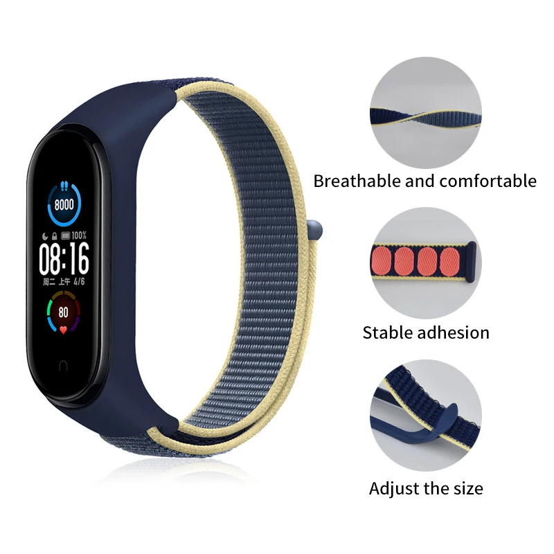 Nylon Strap For Xiaomi Mi Band 7 4 3 5 6 Bracelet Wristband Sports Breathable Bracelet For Miband 5 4 3 Replacement Correa Strap
