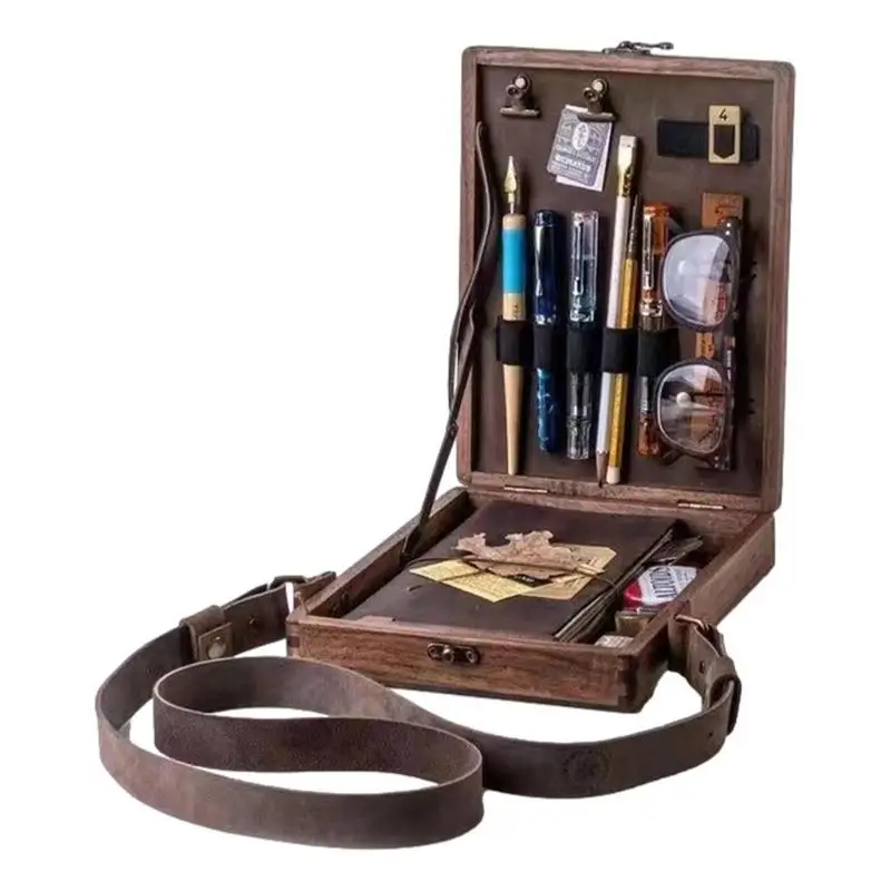 

Writers Storage Box Dustproof Large Capacity Writing Storage Box Portable Art Supplies For Outdoor Painting Multifunctional