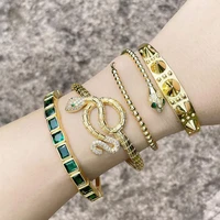 fashion light luxury high end snake shaped bracelet niche design personality exaggerated hip hop willow nail charm bracelet