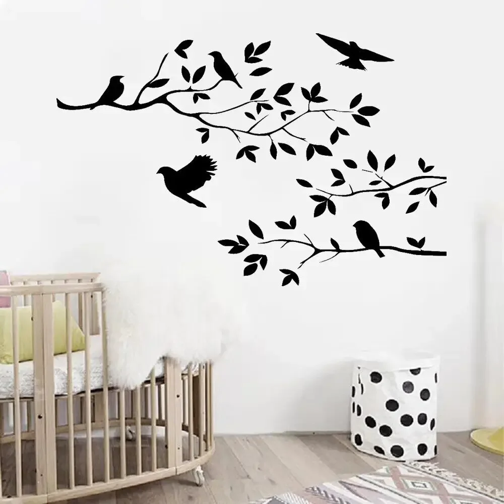 Съемная наклейка на стену с птицей в виде дерева виниловая художественная фреска