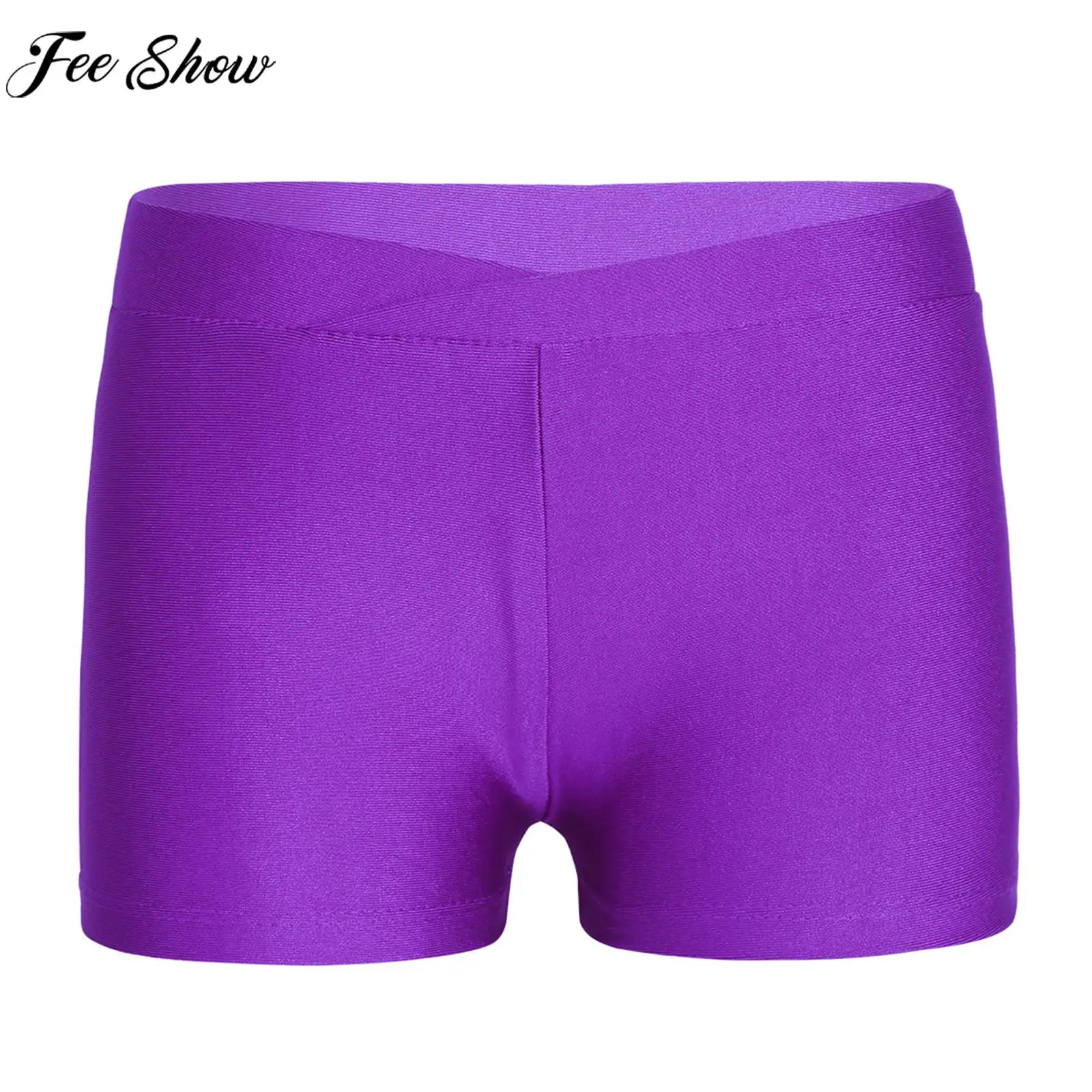 Kids Girls Sports Shorts Boy-cut Bottom Ballet Dance Gymnastic Workout Fitness Yoga Costume Dancewear Swimming Trunks Sportswear