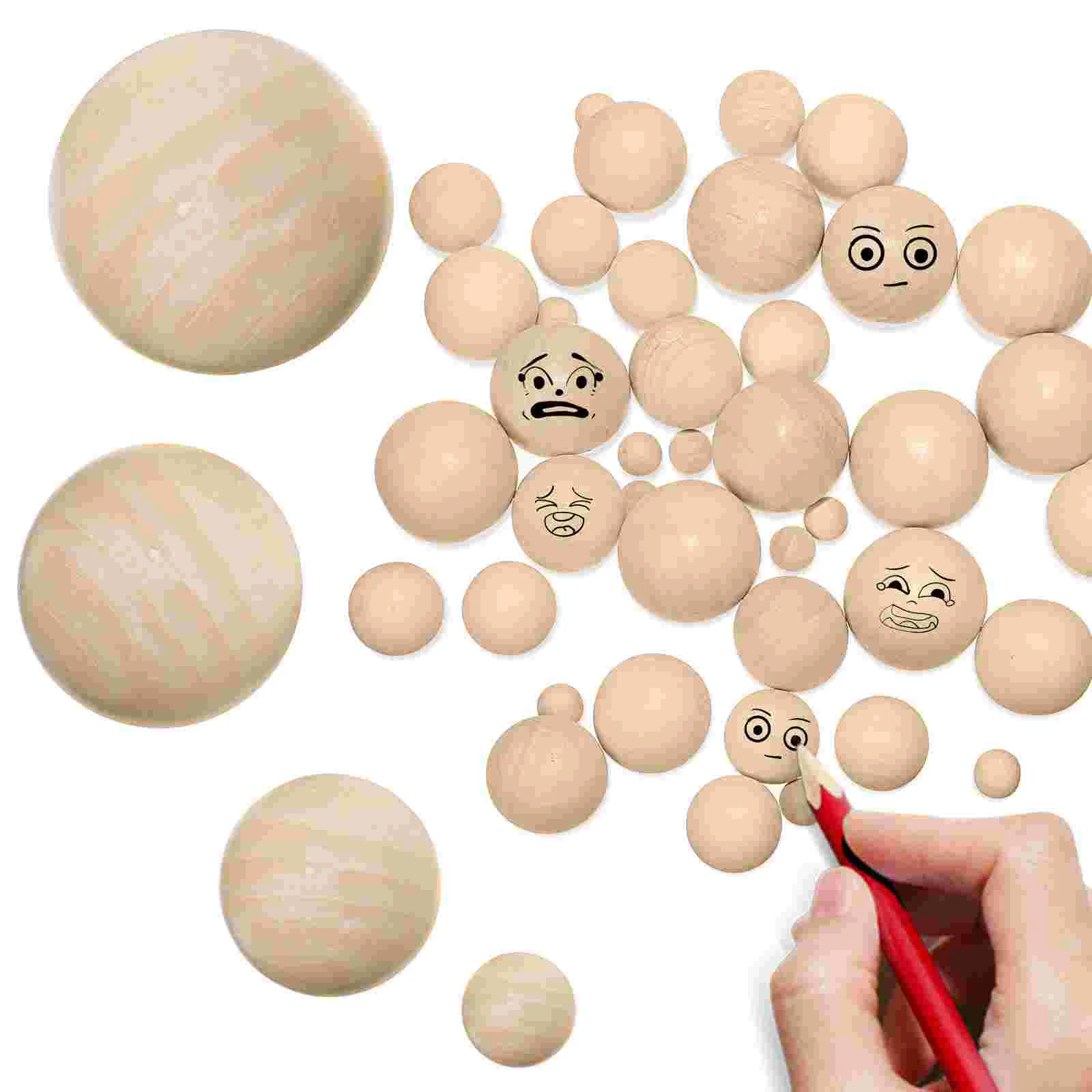 

40pcs Unfinished Wood Beads Natural Craft Balls Wood Spheres for DIY Projects Crafts