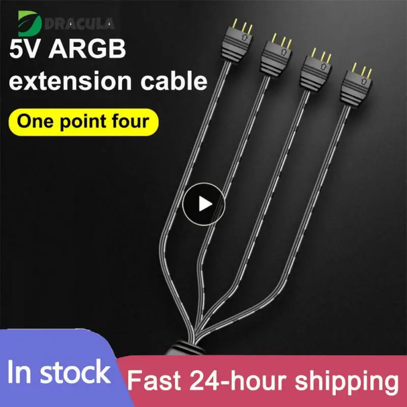

Pc Hardware Cables 5vargb Extension Line Widely Compatible 3pin Synchronization Hub Black 1 In 2 / 1 In 4 Extension Cord 5v