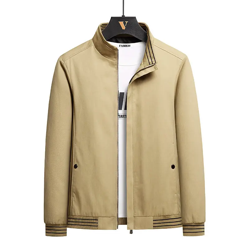

2022 spring men's plus size jacket mens middle-aged business leisure spring autumn loose jackets men's stand collar work coat
