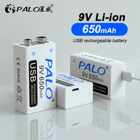 palo 650mah 9v li ion rechargeable battery 9 v lithium battery for multimeter microphone toy remote control ktv use