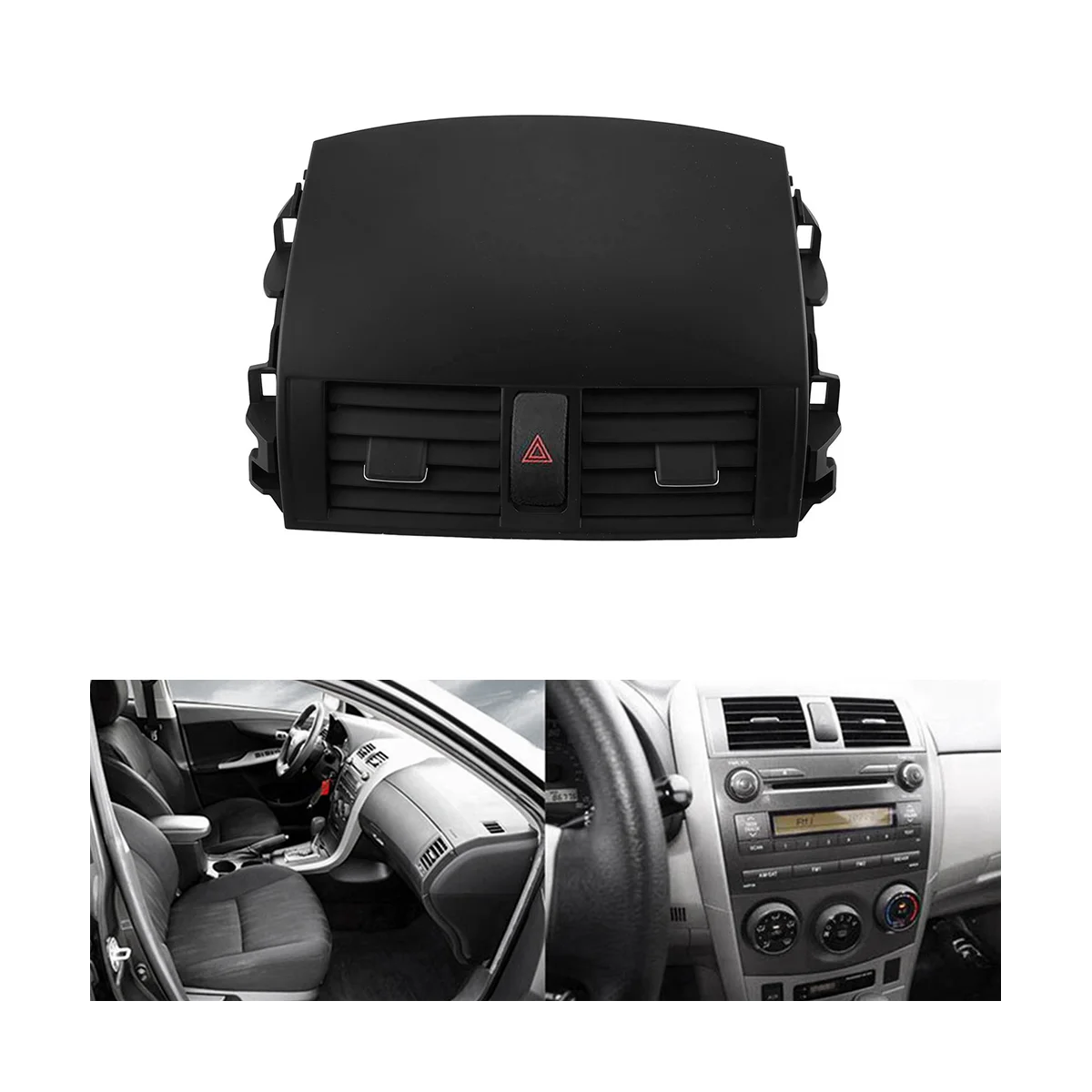 

1Set Car Center Dash A/C Outlet Air Vent Panel Emergency Button Trim Cover Strip for Toyota Corolla 2007-2013