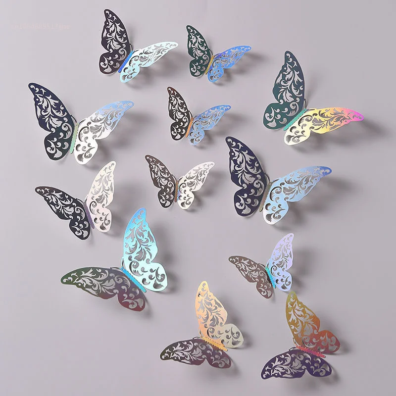 

12pcs Colorful Butterfly Wall Sticker Cutout Butterfly Wall Sticker Wall Decoration Stickers Home Decoration Butterfly Wall