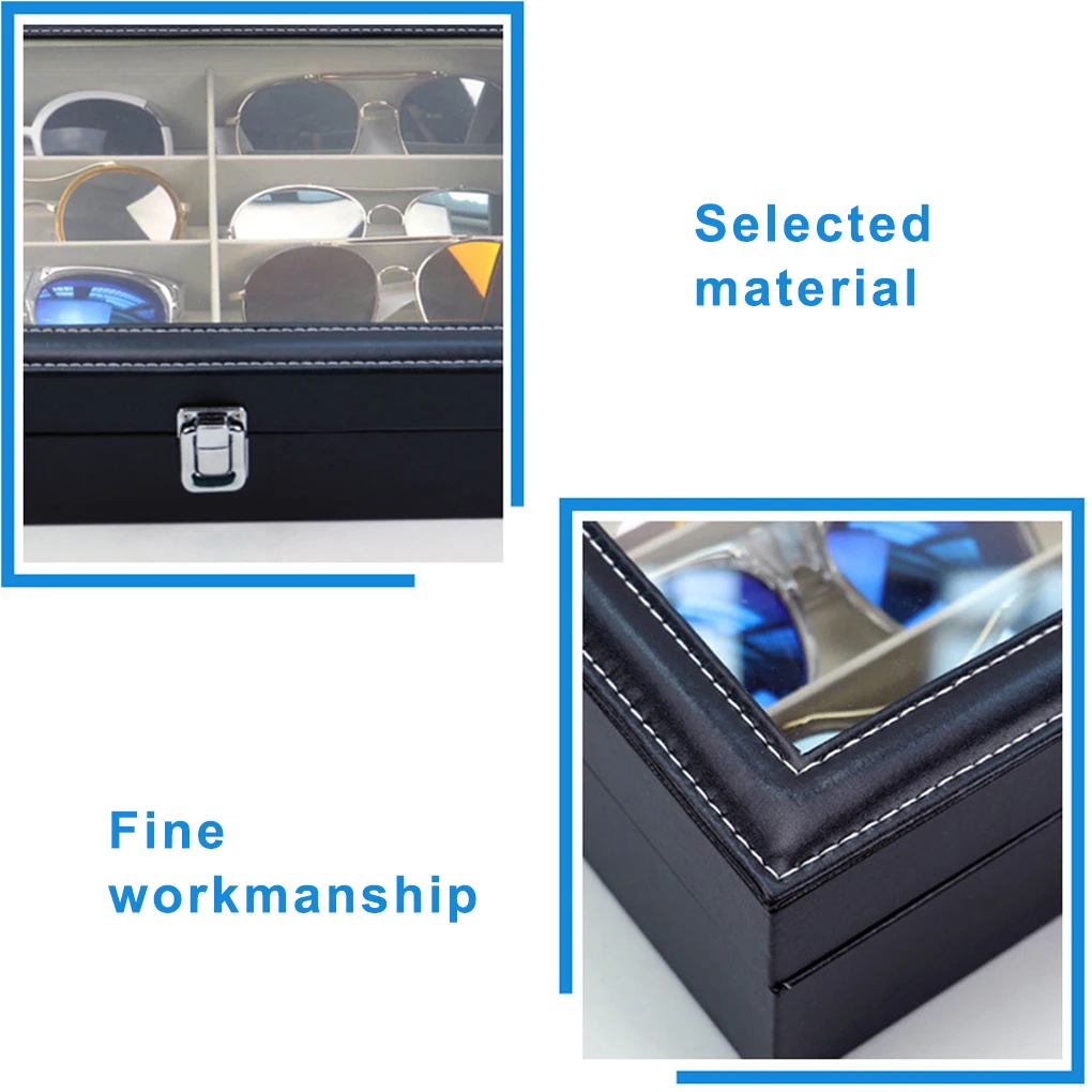 8 Slots Sunglasses Case Eyeglasses Eyewear Display Box Watch Organizer Collection Holder Gift Accessories Store