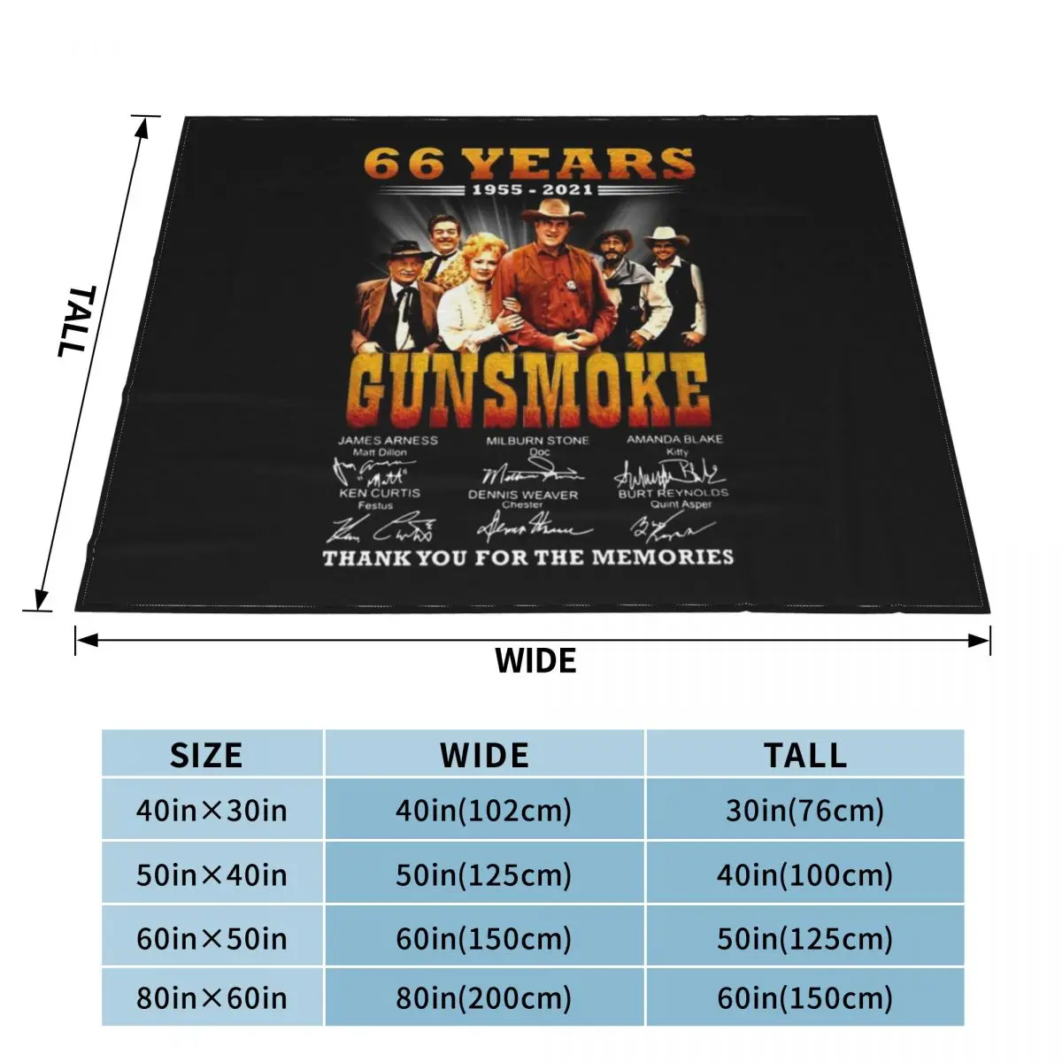 66 лет 1955-2021 милый плед Gunsmoke для путешествий