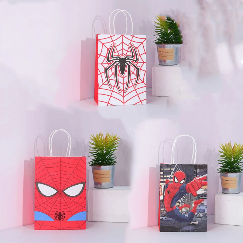 

12Pcs/lot Marvel Spiderman Birthday Party Decor Candy Gift Bag Snack Paper Bag Cartoon Candy Gift Bag Party Supplies