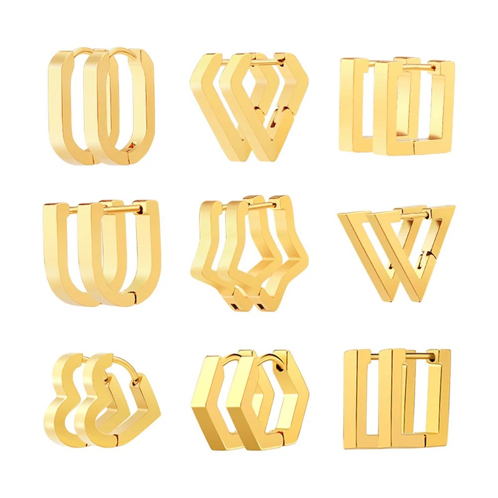 Купи Gold Hoop Earrings for Women 2022 Trendy Gold Color Stainless Steel Mini Geometric Earrings Fashion Party Jewelry Gift за 235 рублей в магазине AliExpress