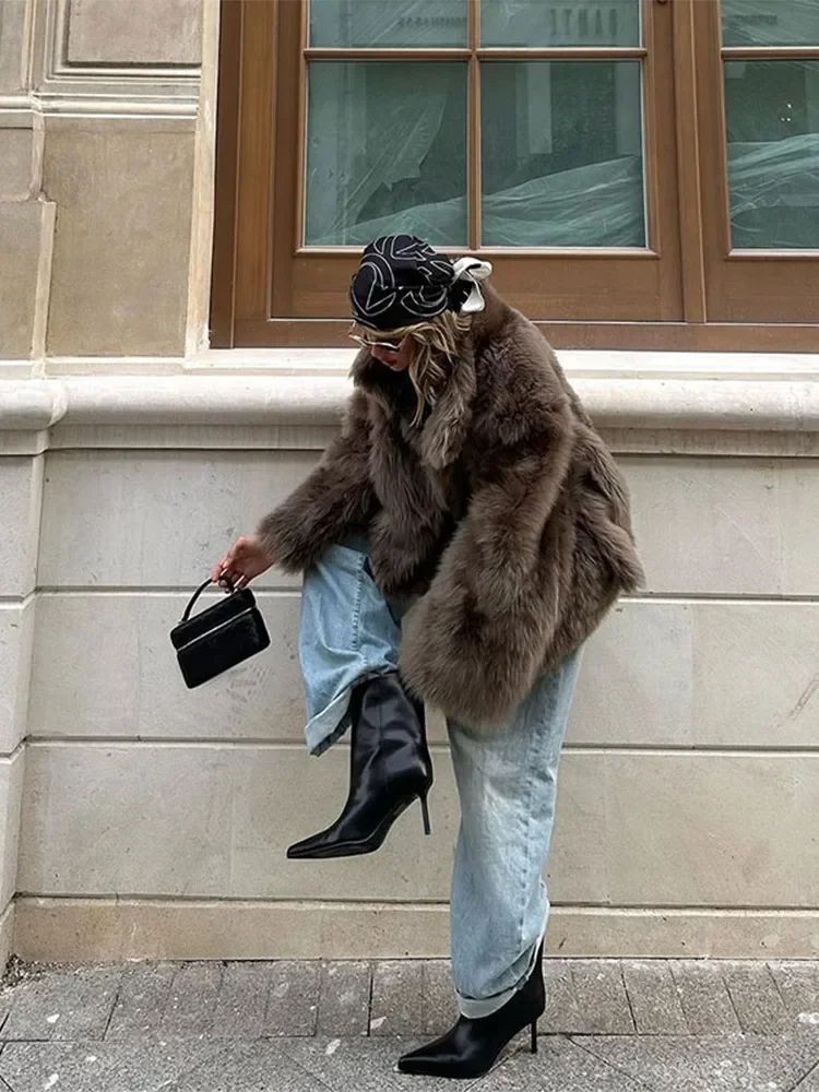 Модная женская куртка из искусственного меха пушистое теплое женское