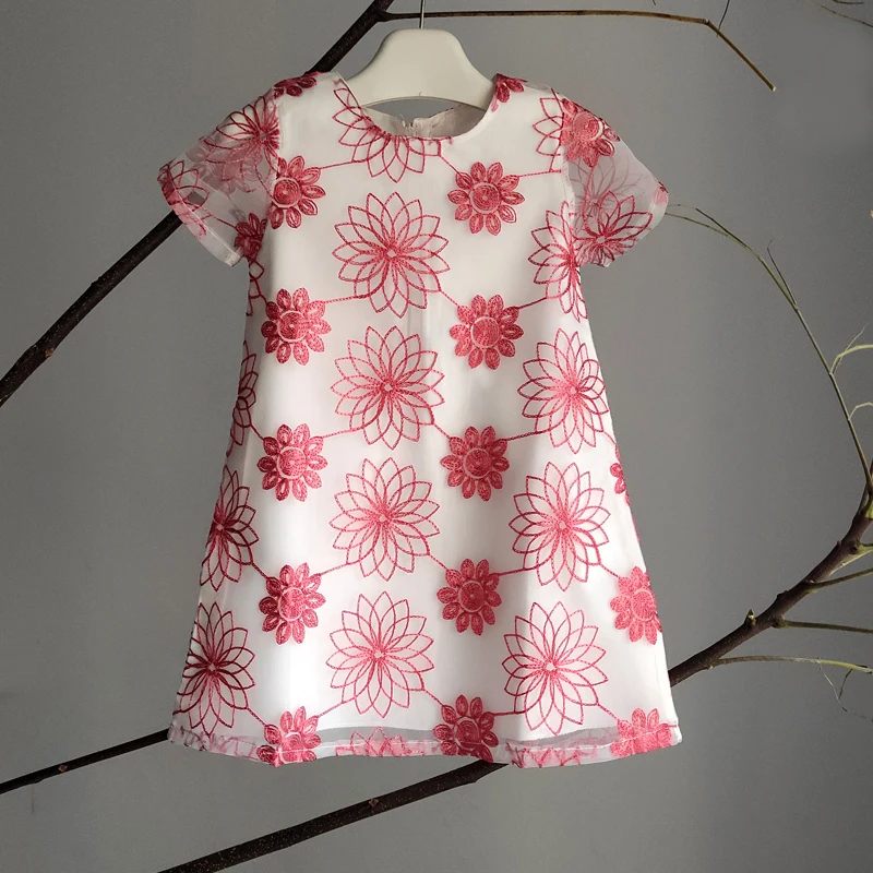 

2-5 Years Summer Girls Dress Fashion Floral Embroidered Ruffle Princess Gowns Toddler Casual Dresses Children Clothes Vestidos