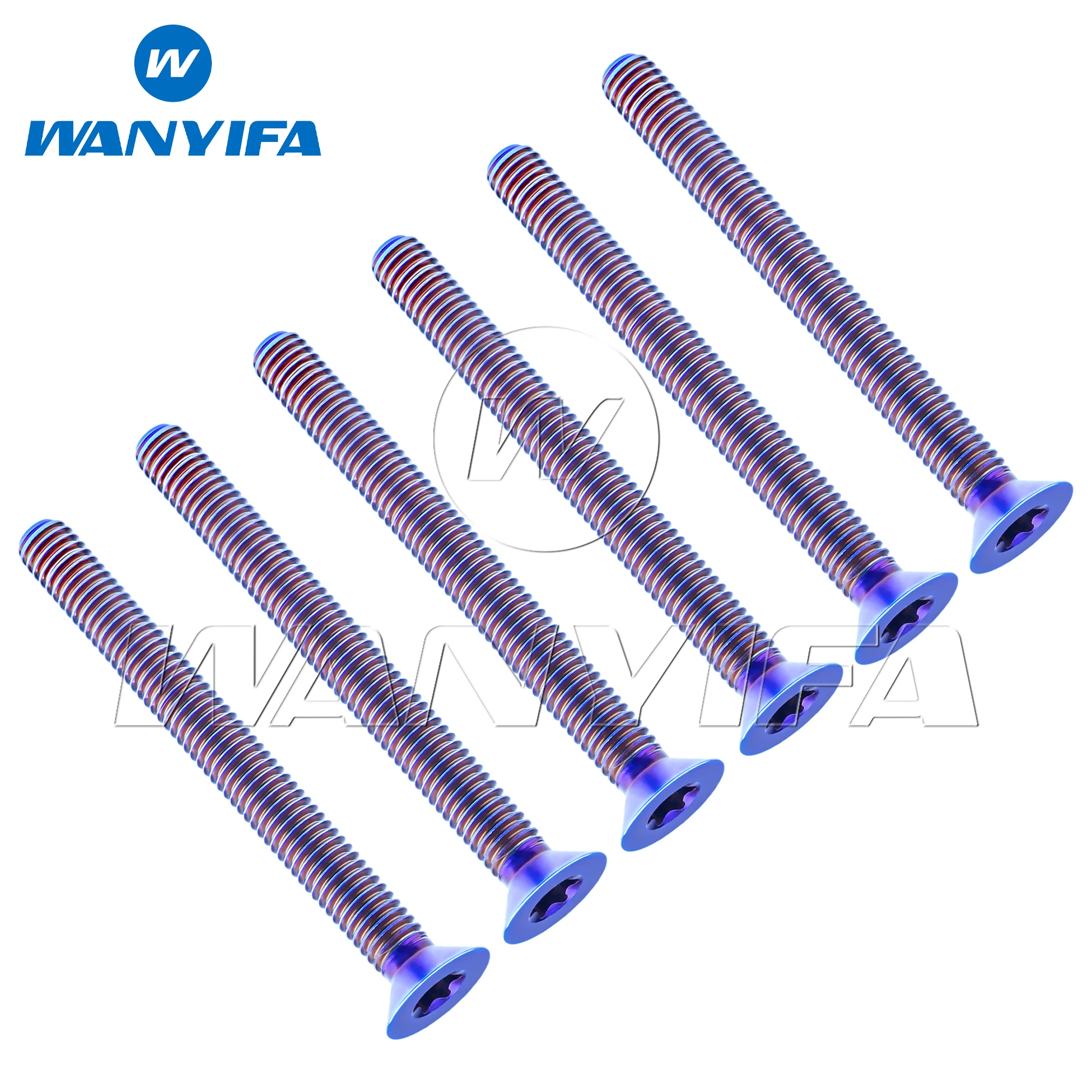 WANYIFA 6 шт. титановых болтов M6M8x10 12 15 20 25 30 35 40 45 50 55 60 65 70 мм с потайной головкой Torx и логотипом W, винты Ti GR5 (art.: 3920db3ca7d13) - 3920db3ca7d13