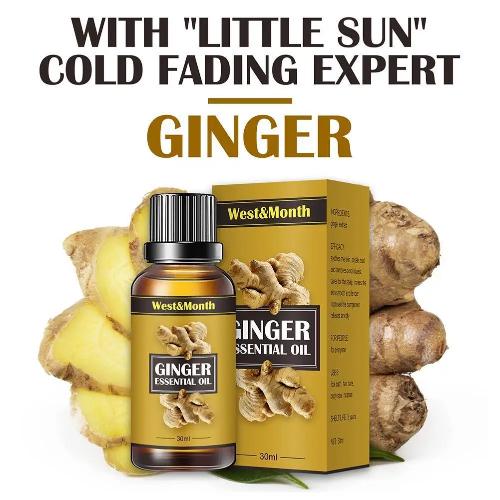 

30ml Natural Ginger Essential Oil Body Relieve Anxiety Dampness Cold Hydrating Moisturizers Nourishing Massage Oils For Dry Skin