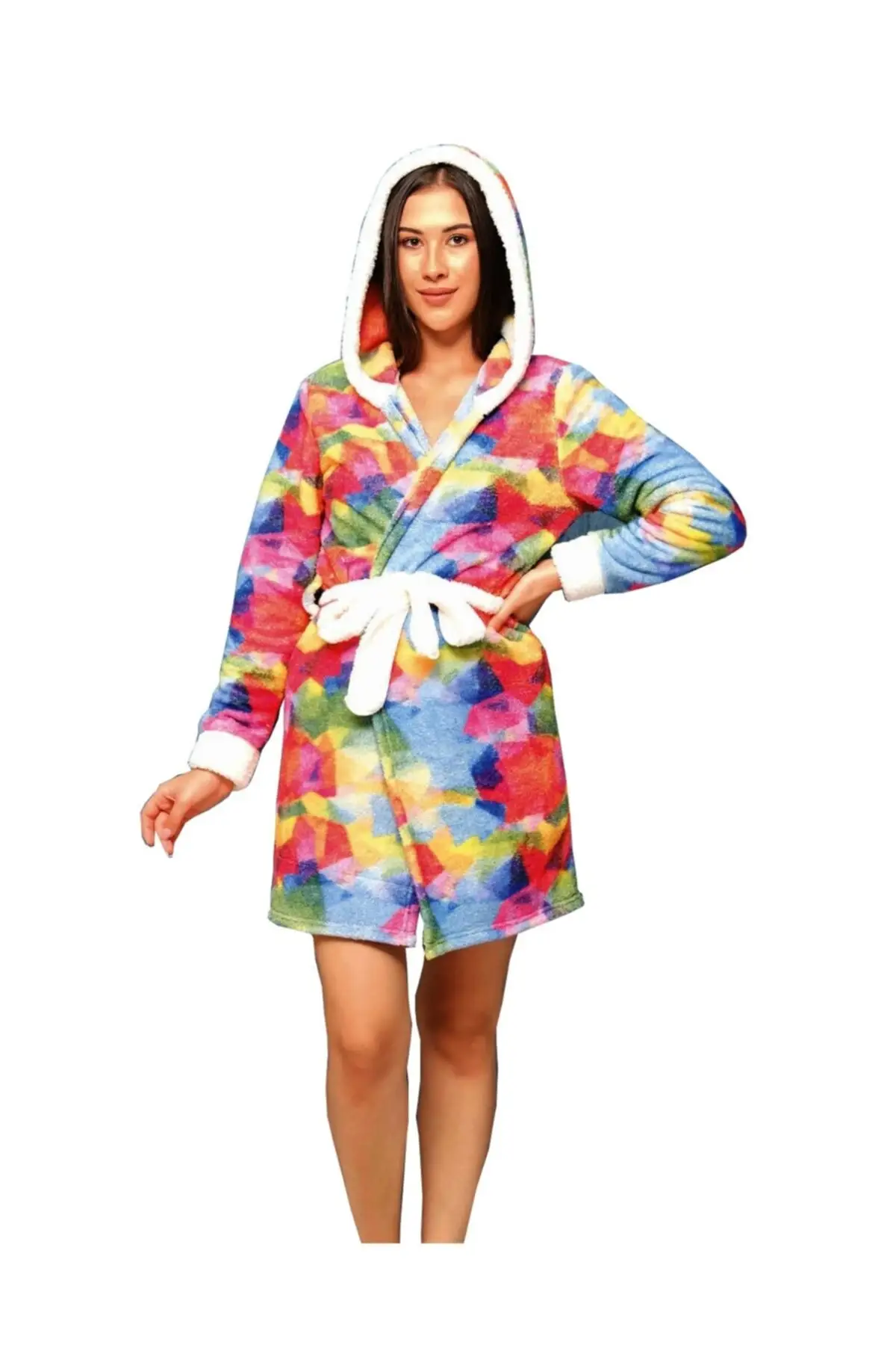 

Dressing Gown 1272 Welsoft Fleece Plush Hooded Fashion Robe Robe Robe Sexy Peignoir Kimono Bride Sleepwear Night Gown