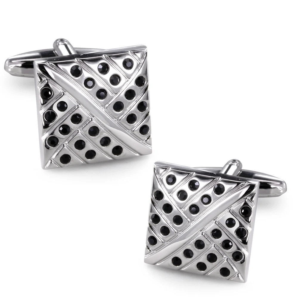 

50% скидка, в наличии, квадратные мужские запонки с кристаллами, фотозвено для свадьбы, запонки белого/розового золота/черного цвета для мужч...