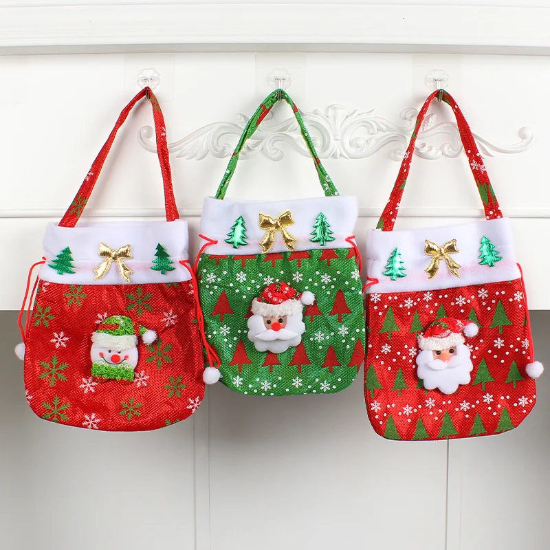 

Christmas Santa Sack,10''Christmas Canvas Gift Bag with Drawstring,Reusable Best Gift,Xmas Package Storage,Party Supplies Favors