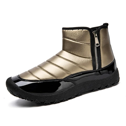 Мужские непромокаемые ботинки, черные Нескользящие ботильоны с плюшевой подкладкой, большой размер 46, для зимы, 2019