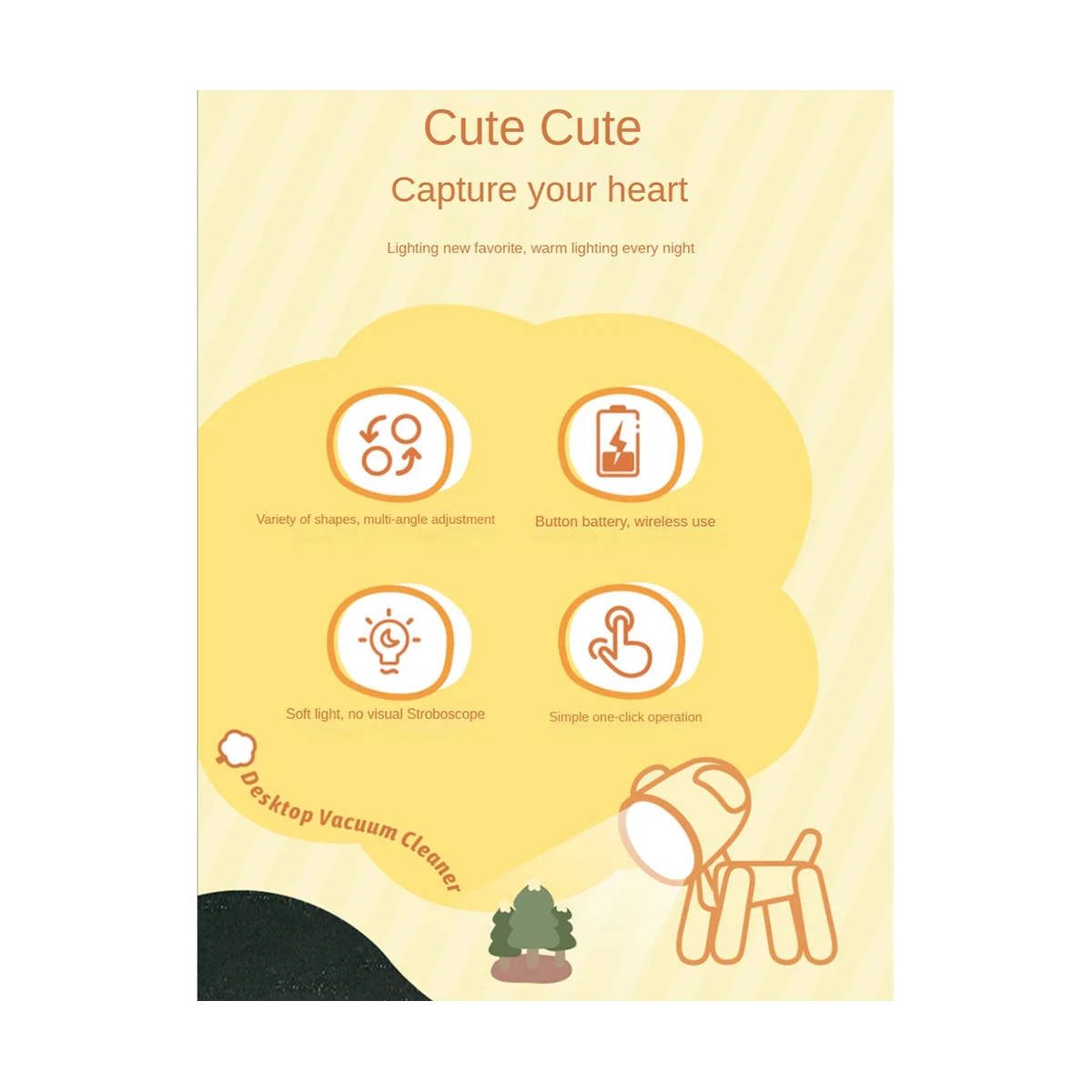 

Mini Night Light LED Adjustable Desk Book Light Cute Pet Light Eye Protection Table Lamp Home Room Decor,Deer Blue