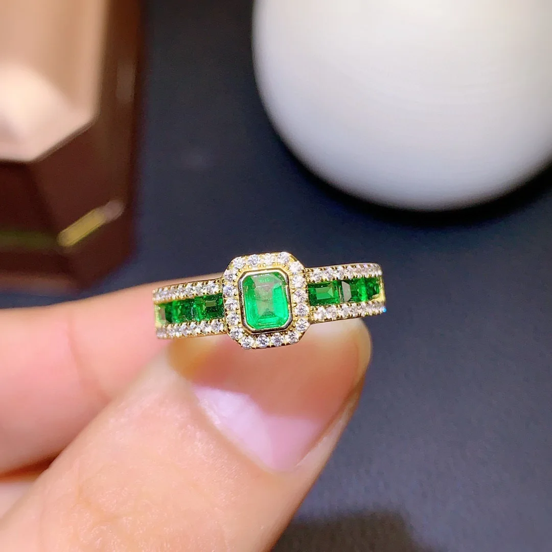 

Origin 14K Gold Ring for Women Fine Green Emerald Jewelry Gemstone Anillos De Wedding Bands 14 K Yellow Gold Emerald Rings Male