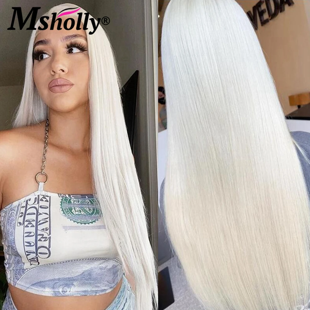

Platinum Long Bone Straight 613 Lace Frontal Wig 13x4 Lace Frontal Wigs For Women Human Hair Transparent HD Lace Frontal Wig
