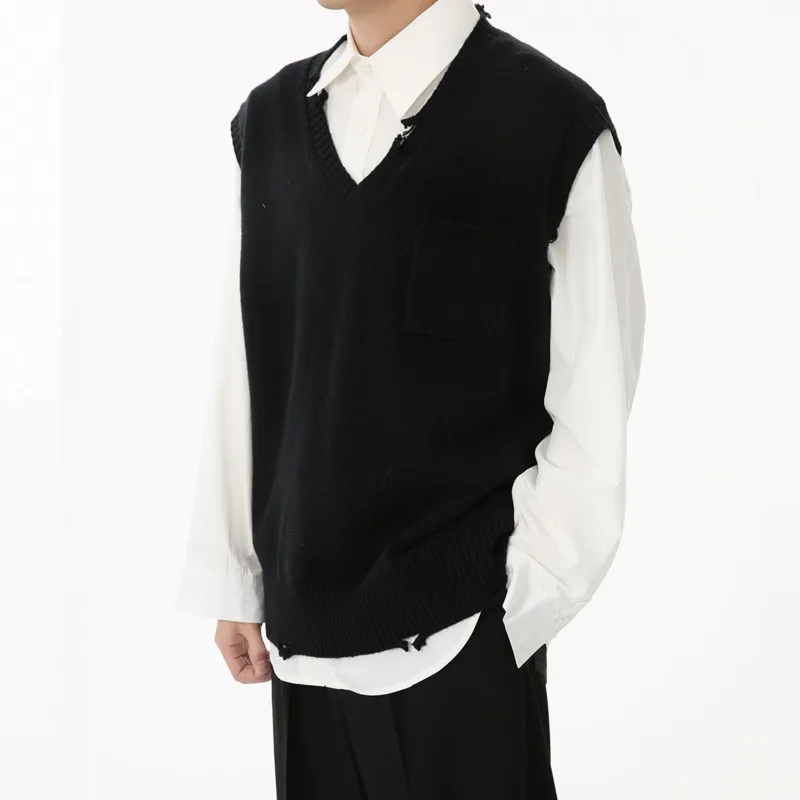 Трикотажный жилет SYUHGFA мужская одежда с V-образным вырезом красивый свитер