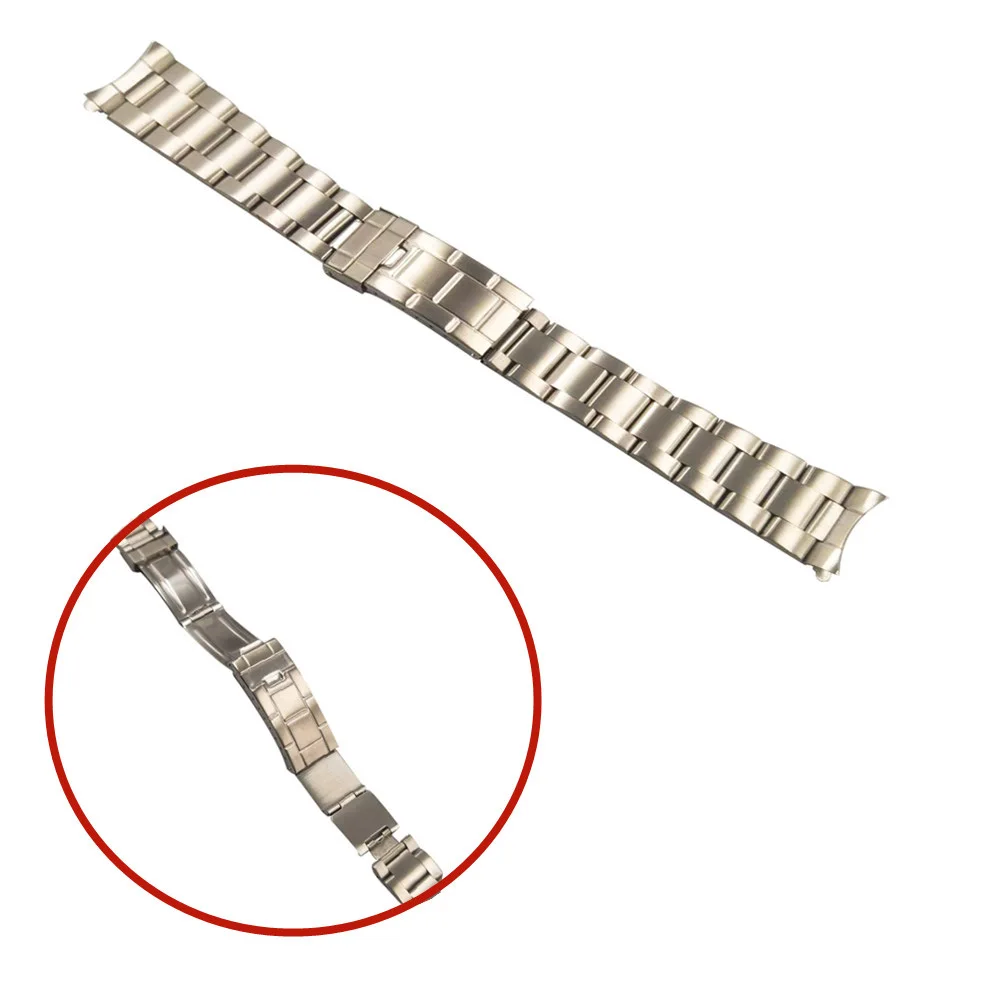 

20mm Stainless Steel Oyster Curved End Vintage Grid Buckle Watch Band Strap Bracelet Fit For RLX 16700 16710 70216