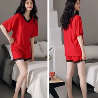womens pajamas sets thin short sleeves shorts loose casual large size two piece homewear