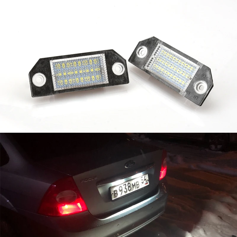 

2PCS LED License Number Plate Light 12V White For Ford Focus 2 C-MAX MK2 03-08 Car Tail Number Lamp Bulb
