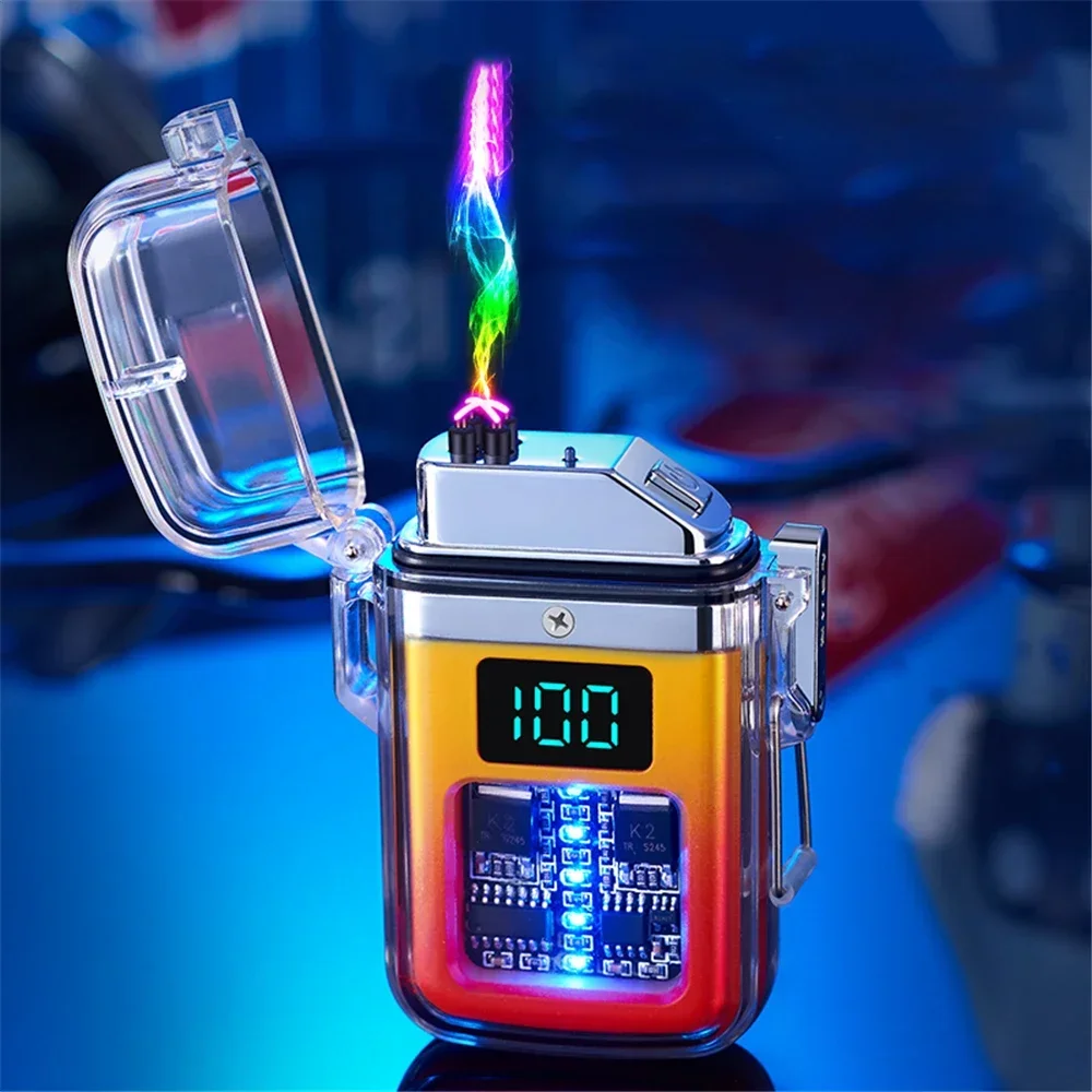 Светящаяся электрическая зажигалка градиентная Водонепроницаемая уличная с