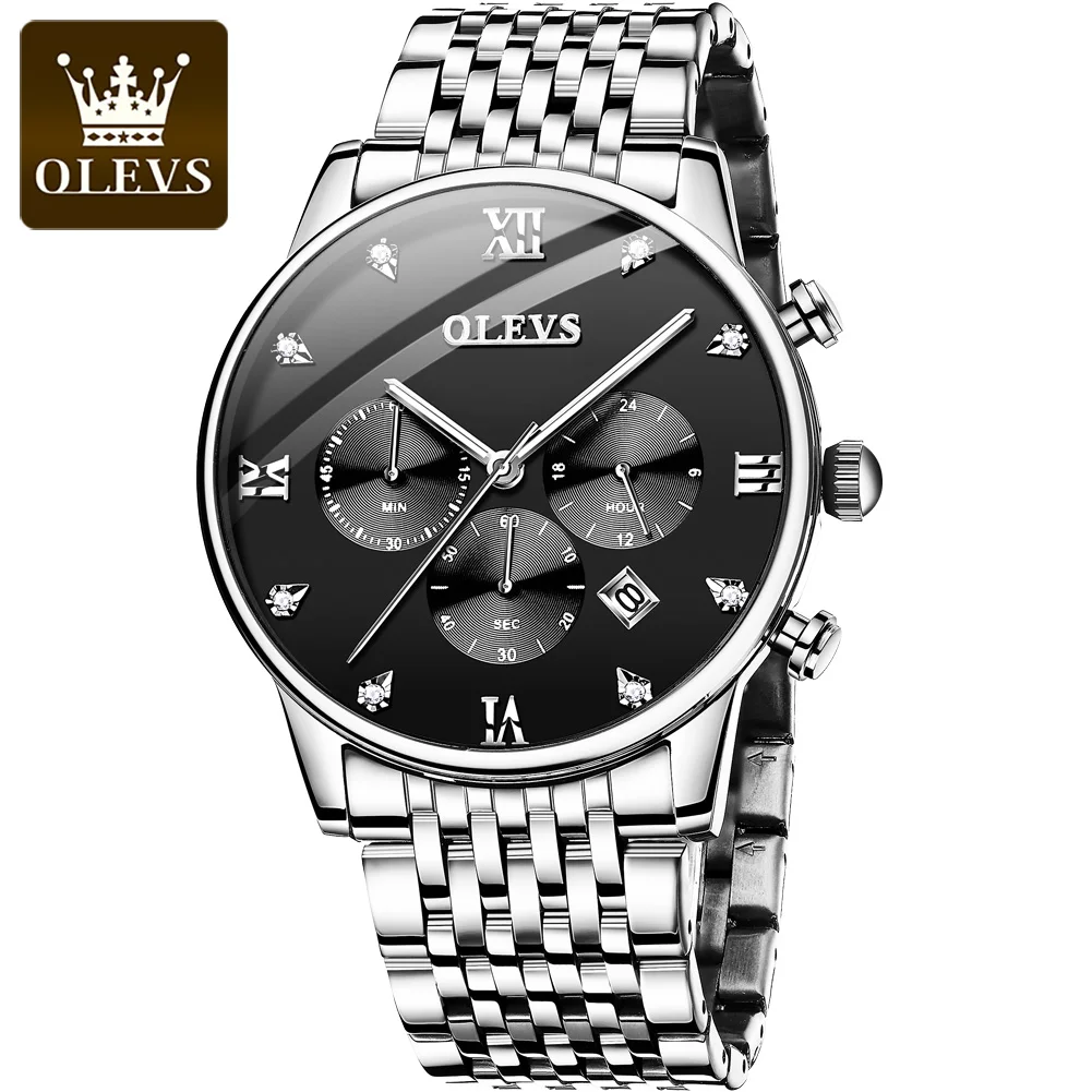 

OLEVS Sport Chronograph Mens Watches Top Brand Luxury Full Steel Waterproof Quartz Watch with 24 Hours Date Relogio Masculino
