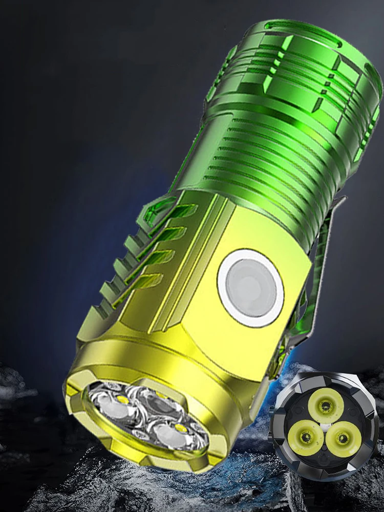 3-светодиодный водонепроницаемый фонарик типа C/микро-USB с зарядкой портативный