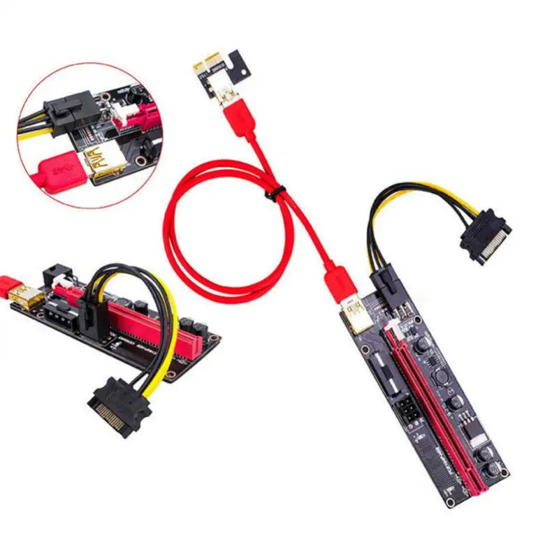 

3.0 PCI-E Riser VER009S Express Newest VER009 USB 1X 4x 8x 16x Extender Pcie Riser Adapter Card SATA 15pin To 6 Pin Power Cable