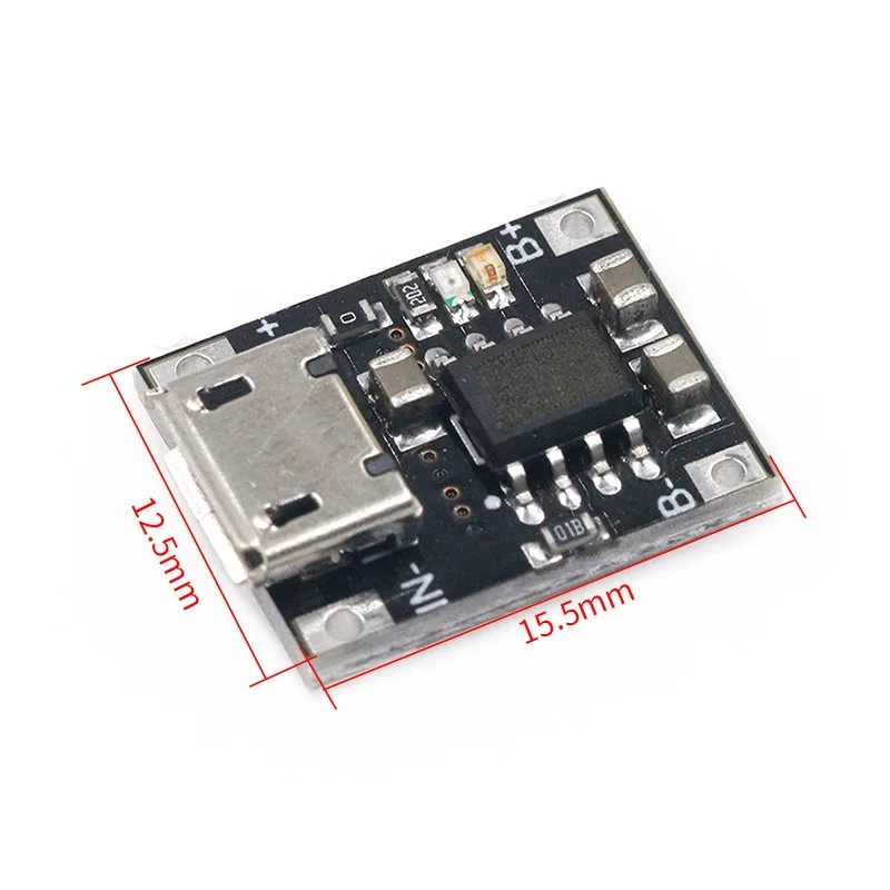 Фото Мини-плата зарядки 1А для элементов питания 18650, вход Micro-USB, схема управления зарядом литиевых батарей, аппаратный аксессуар, 10 шт. №3