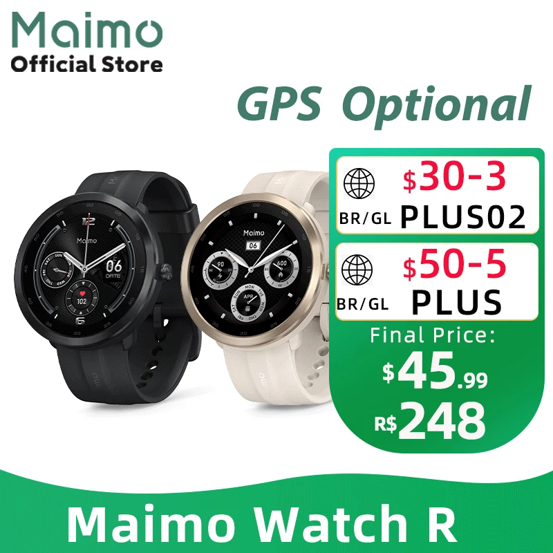 Maimo Watch R 1.3" Display Stainless Steel bezel SpO2 Heart Rate Fitness Sleep Tracker 115 Exercise Modes Women Men Smartwatch