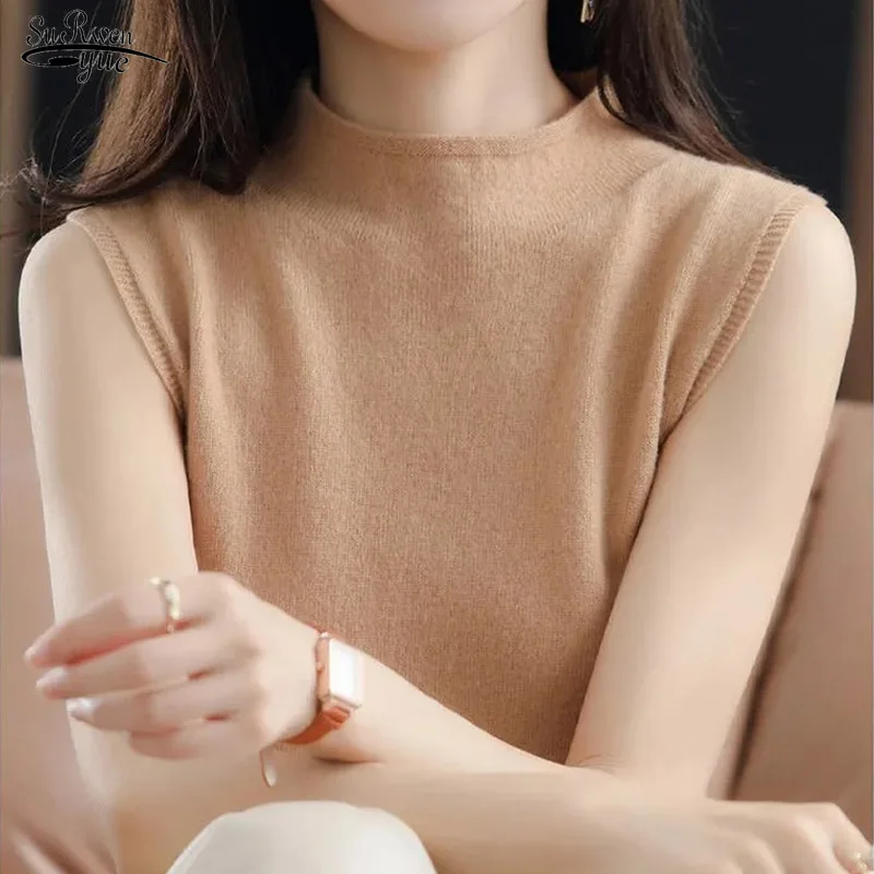 

2022 Summer New Casual Knitted Women Tops Women Clothing Blusas Solid Slim Turtleneck Blouse Fashion Chic Korean Clothes 20369