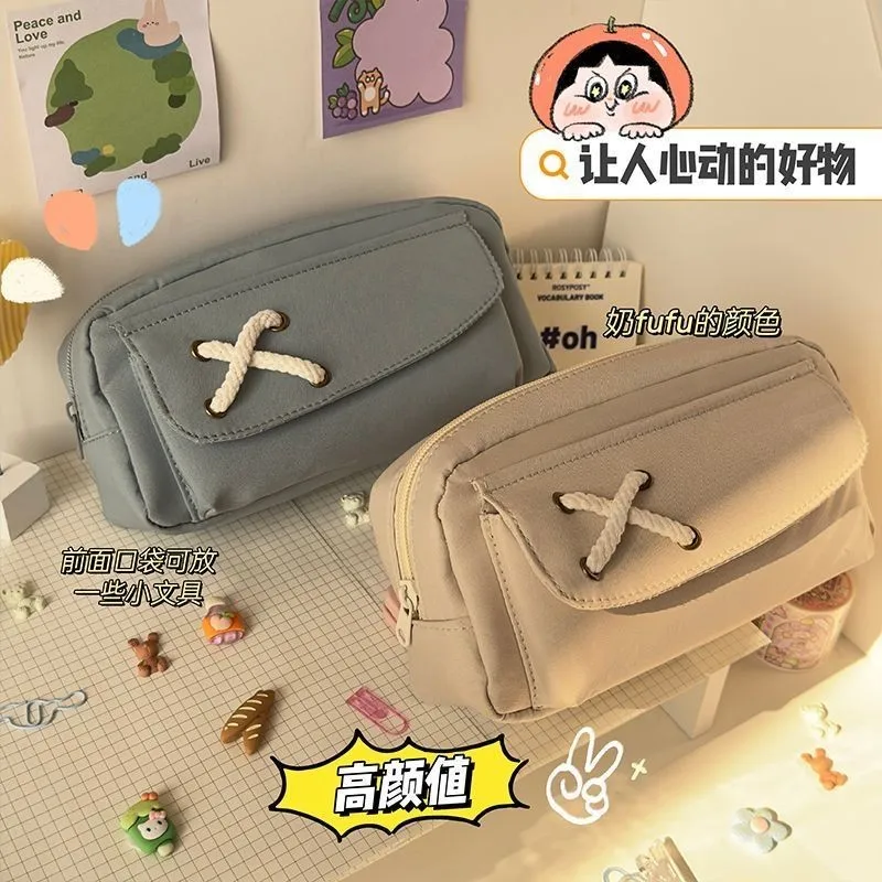 

Пеньковая веревка, сумка для карандашей, простой новый ученический пенал для средней и старшей школы, милые вместительные карандаши, строительные принадлежности для студентов