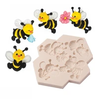 hardworking bee silicone mold fondant biscuit candy chocolate mould epoxy resin molds diy homemade cake decorate kitchen tool