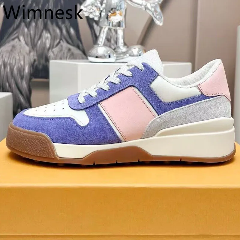 

Spring Autumn New Women Sneakers Round Toe Runway Designer Lace Up Patchwork Couples Flat Shoes Thick Sole Causal Shoes 2023